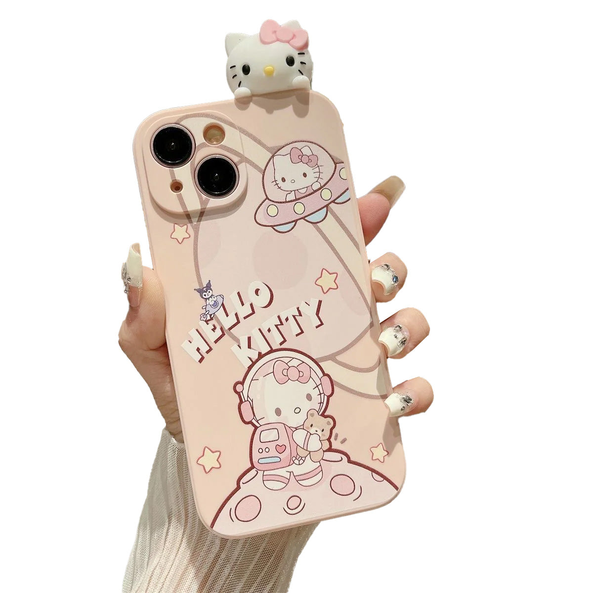 Kuromi and Hello Kitty Astronaut phone case – Joykawaii Kuromi and Hello Kitty Astronaut phone case – Joykawaii