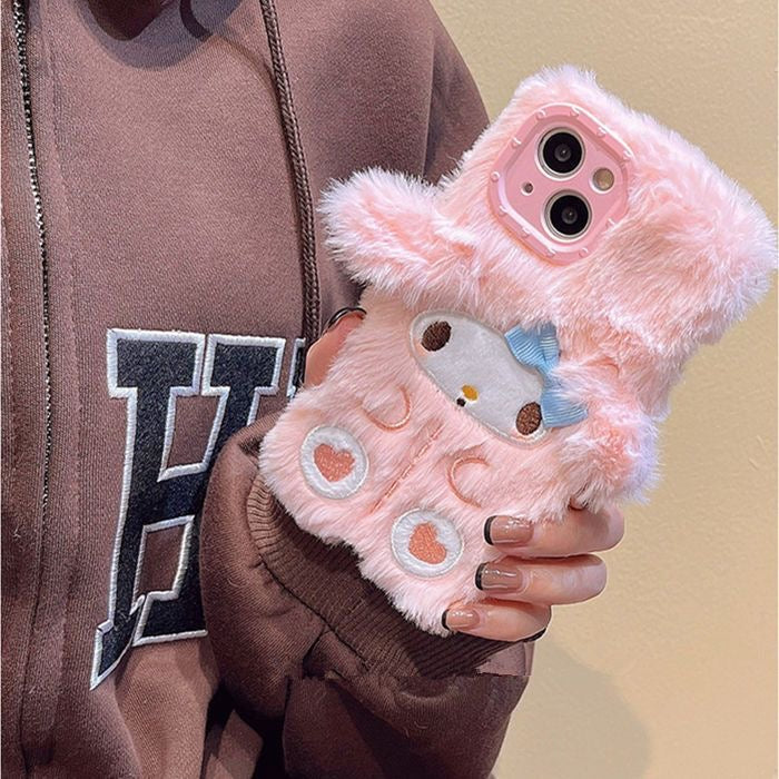 My melody Cinnamoroll Furry iPhone Case