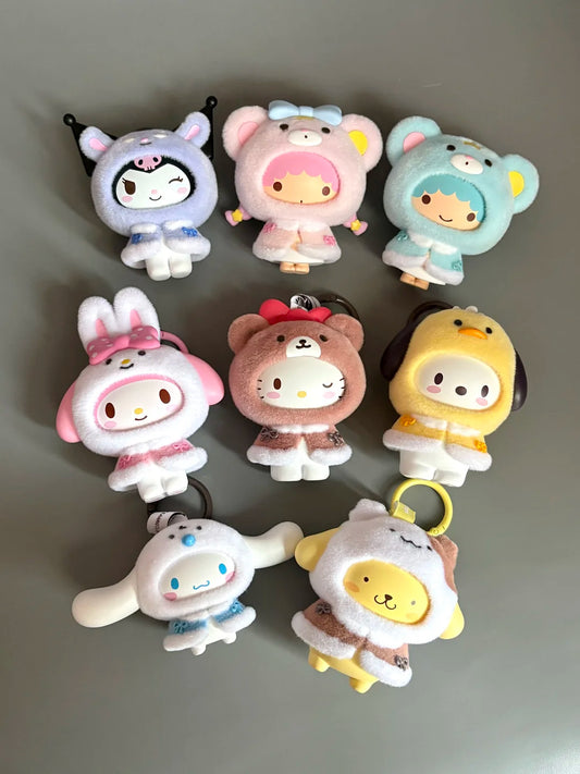 Sanrio Small Cloak Face Changing Figure Flocked Pendant Blind Box