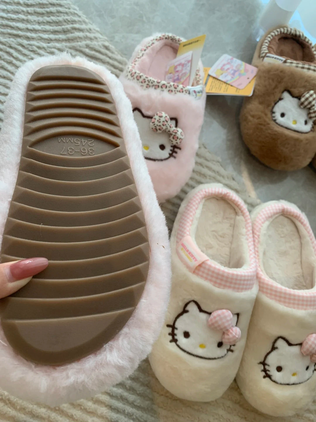 Hello Kitty Fuzzy Slippers House Shoes
