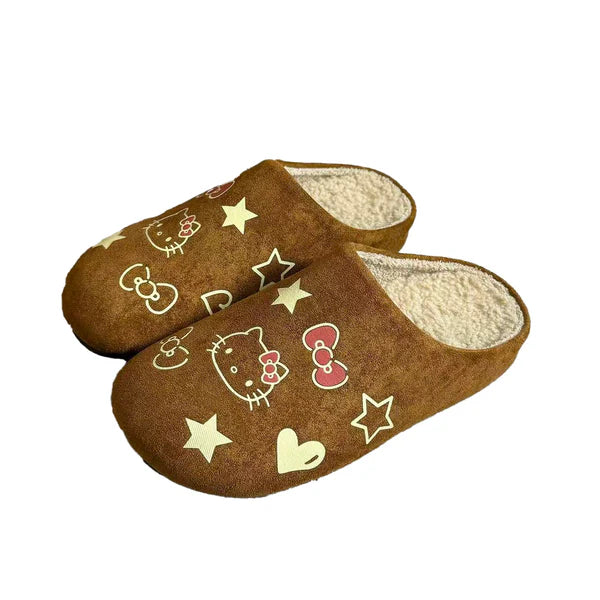 Hellokitty Suede Clogs Warm Slippers  Fuzzy Slippers
