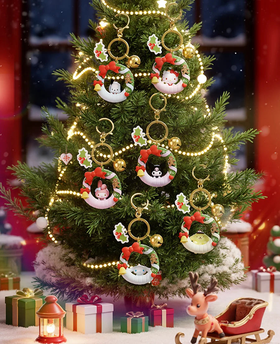 Sanrio Christmas Wreath Keychain