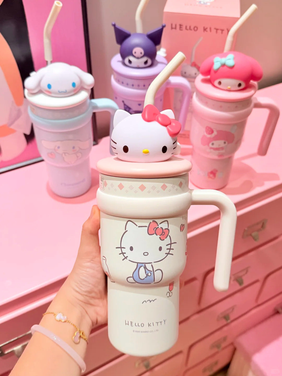 Sanrio Tumbler with Handle Stainless Steel Insulated Cup with Lid 700ml
