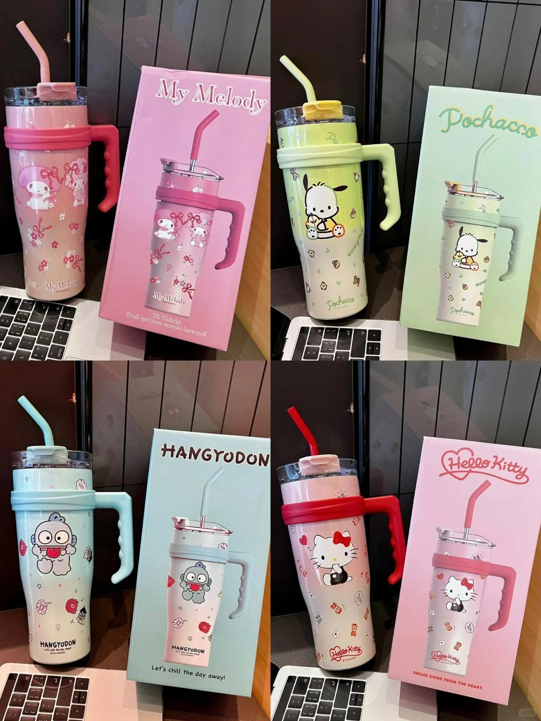 Sanrio Character Vacuum Cup  with Straw Handle 1200ml