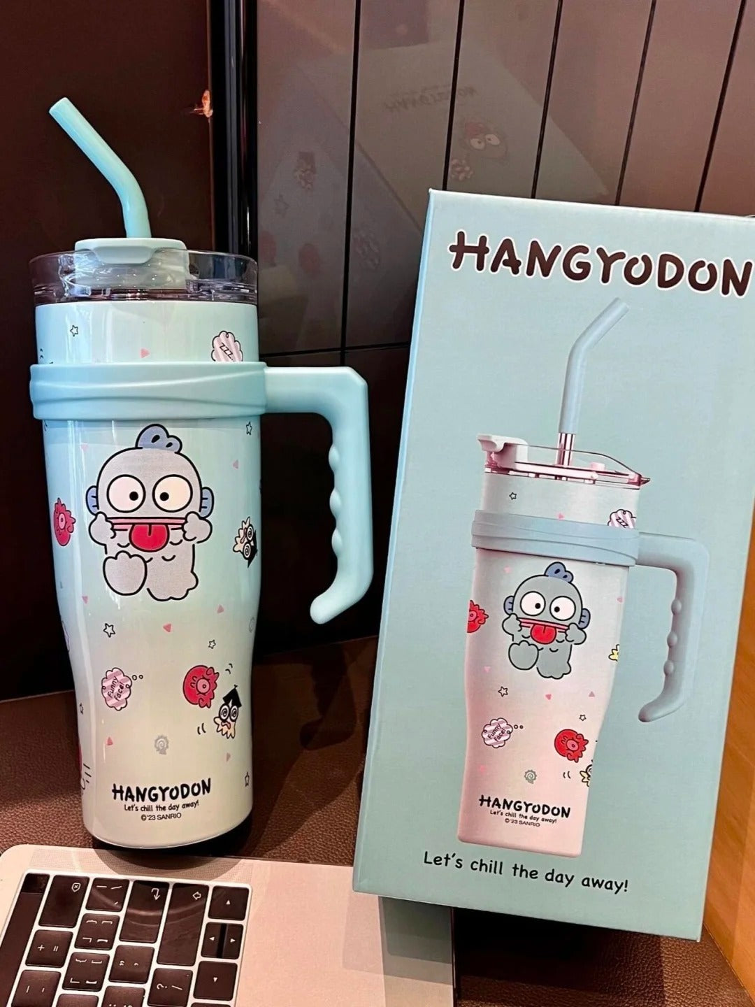 Sanrio Character Vacuum Cup  with Straw Handle 1200ml