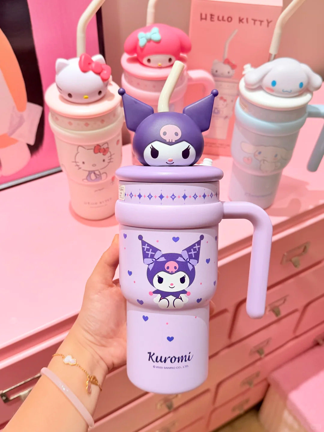 Sanrio Tumbler with Handle Stainless Steel Insulated Cup with Lid 700ml