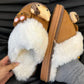 Hello Kitty Fuzzy Brown Slippers Winter House Shoes