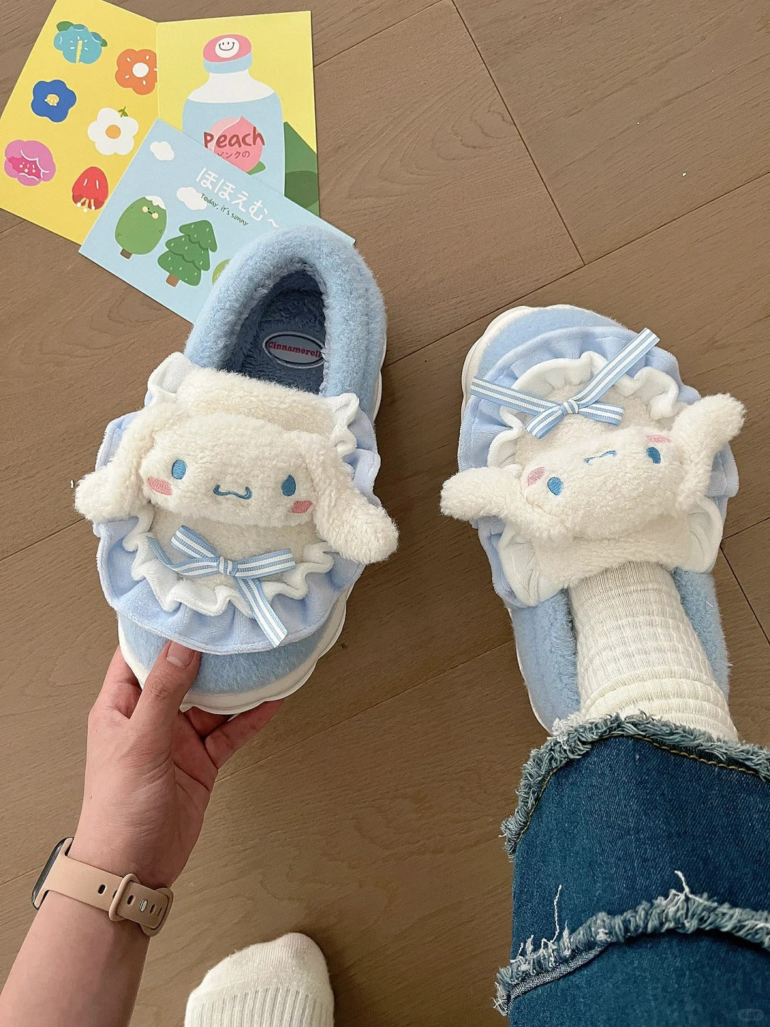 Sanrio Fluffy Plush Slippers House Slippers Winter Slippers for Women