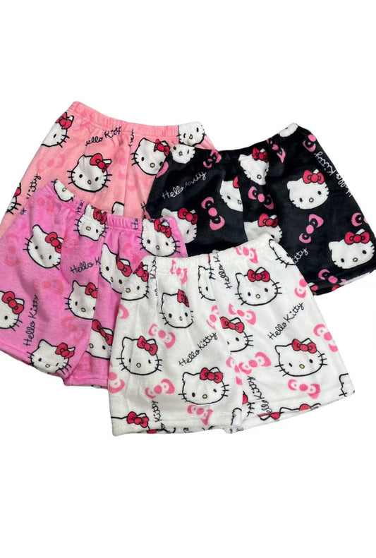 Hello Kitty Women Pajama Shorts Stretch Strip Sleepwear Pj Bottoms Sleep Shorts