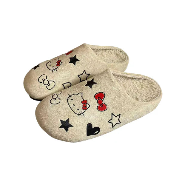Hellokitty Suede Clogs Warm Slippers  Fuzzy Slippers