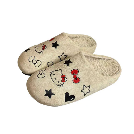 Hellokitty Suede Clogs Warm Slippers  Fuzzy Slippers