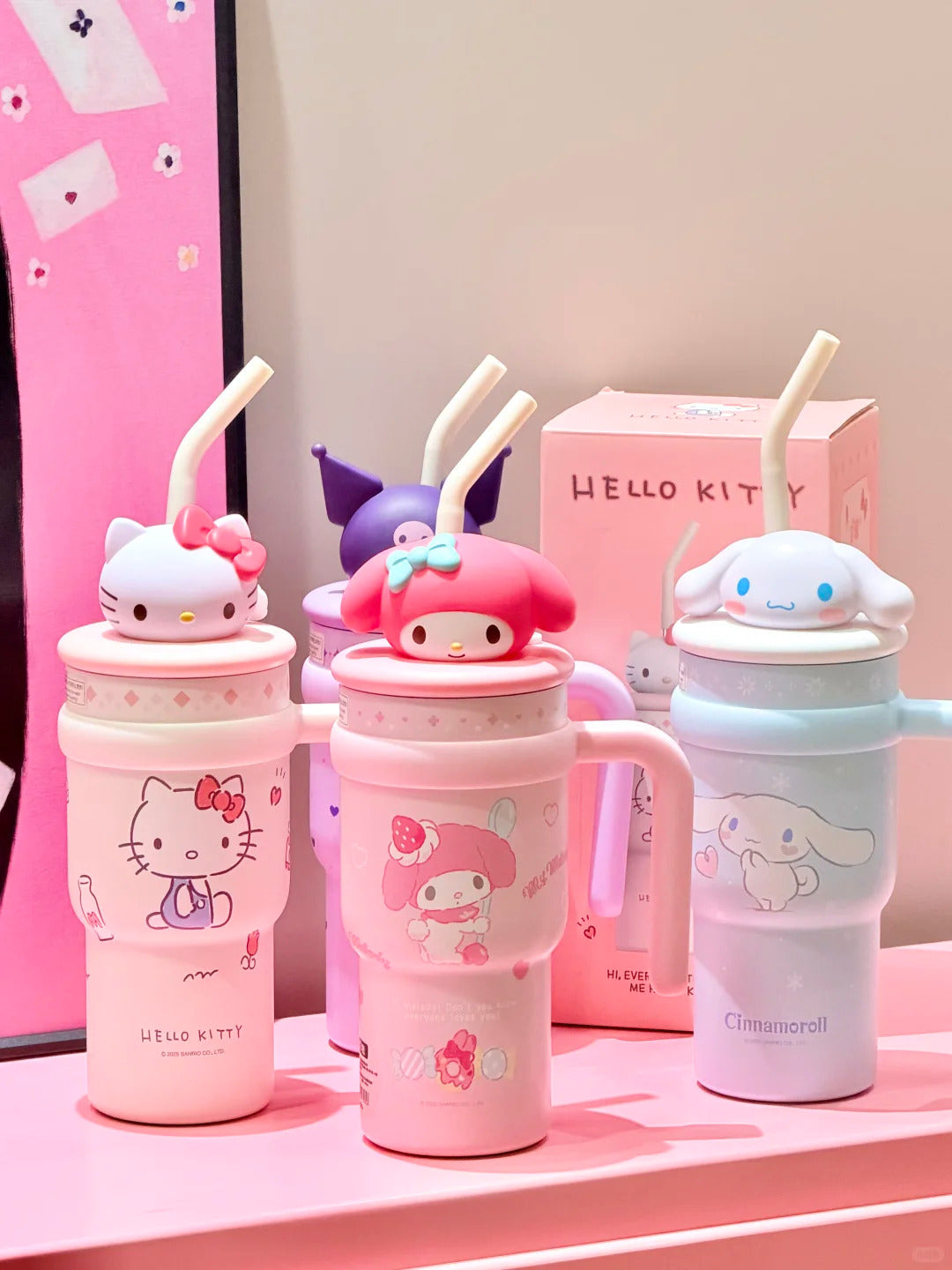 Sanrio Tumbler with Handle Stainless Steel Insulated Cup with Lid 700ml
