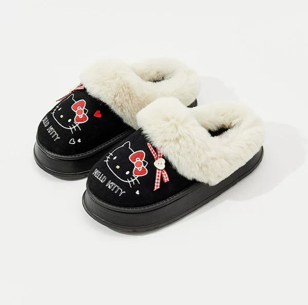 Hello Kitty Plush Slippers Fluffy Winter House Shoes