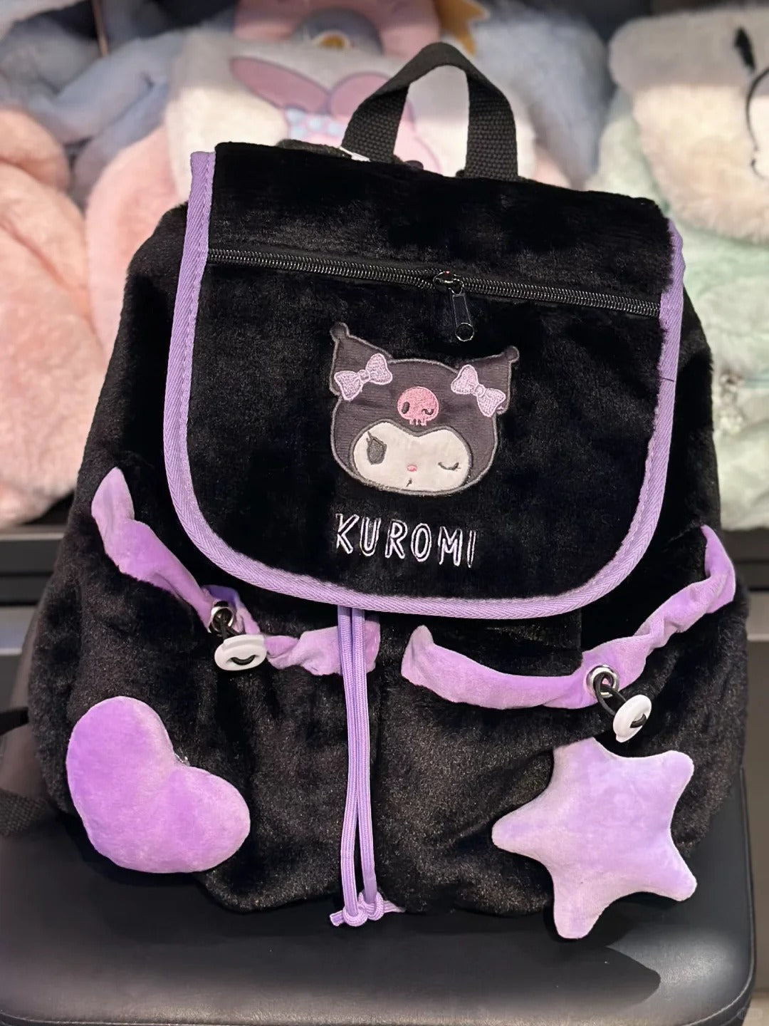 Sanrio Plush Backpack Women's Plush Drawstring Backpack Large capacity