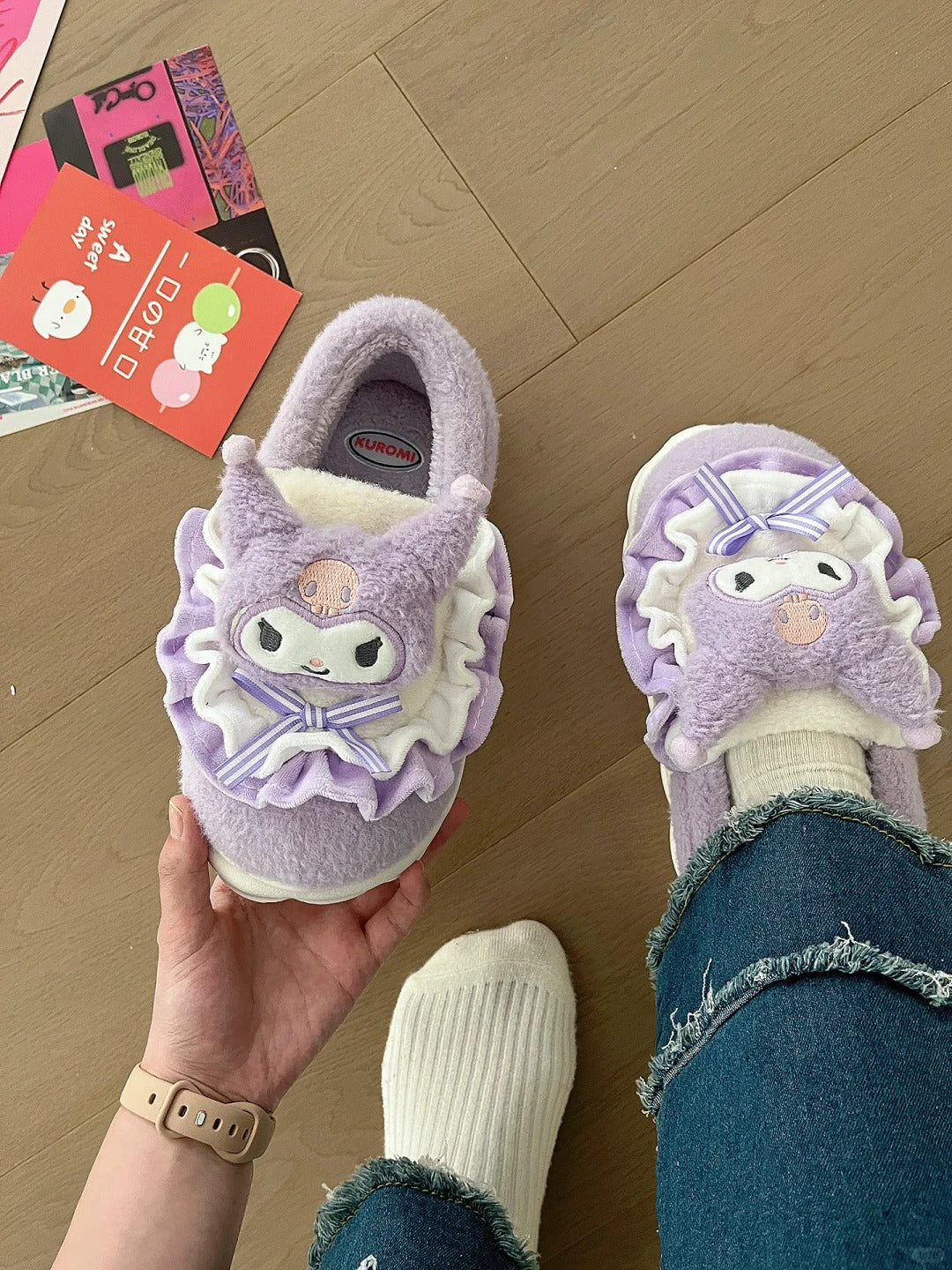 Sanrio Fluffy Plush Slippers House Slippers Winter Slippers for Women