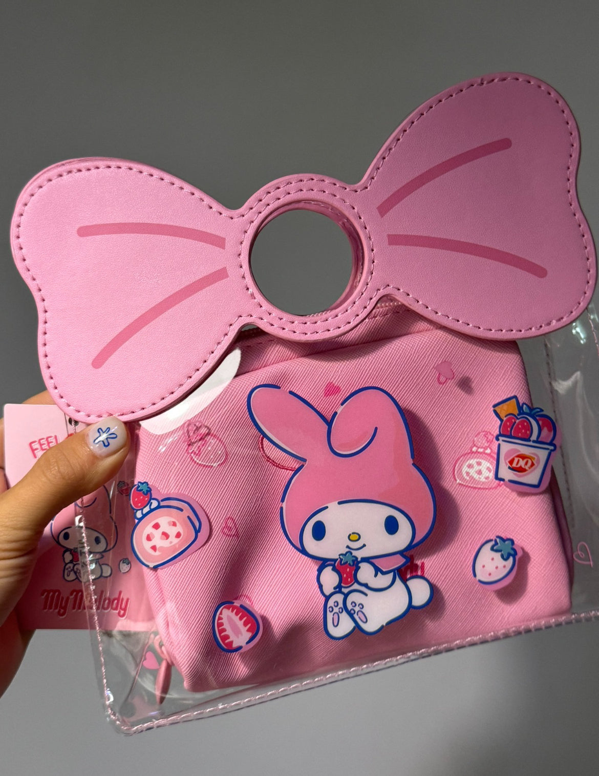 Limited  My melody  & DQ My melody transparent jelly crossbody bag