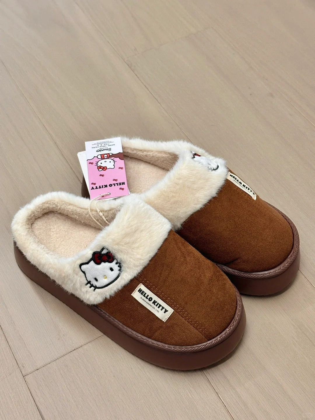 Hello Kitty Fuzzy Slippers Winter House Shoes Indoor and Outdoor