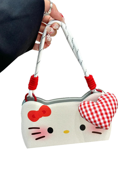 Hello Kitty Flip phone case with heart pendant