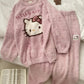 Hello Kitty  fuzzy Long Sleeve Lounge wear  Pajama Set