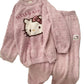 Hello Kitty  fuzzy Long Sleeve Lounge wear  Pajama Set