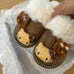 Hello Kitty Fuzzy Brown Slippers Winter House Shoes