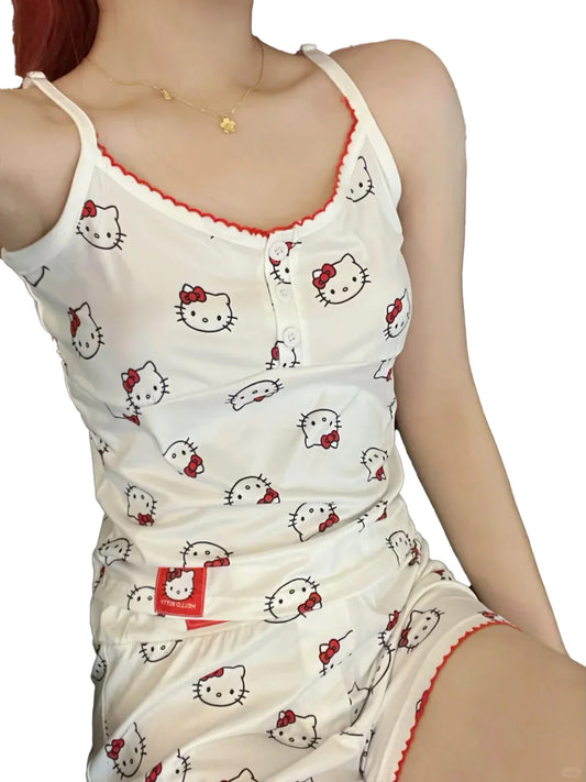Hello kitty White Sleepwear Top with Shorts Pj Set