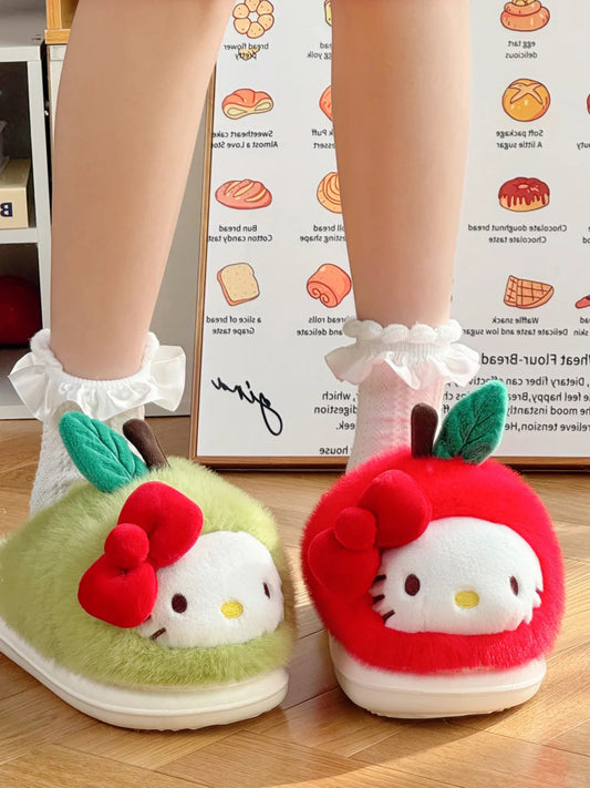 Hello Kitty Apple Home Slippers Fluffy Shoes Indoor Slippers