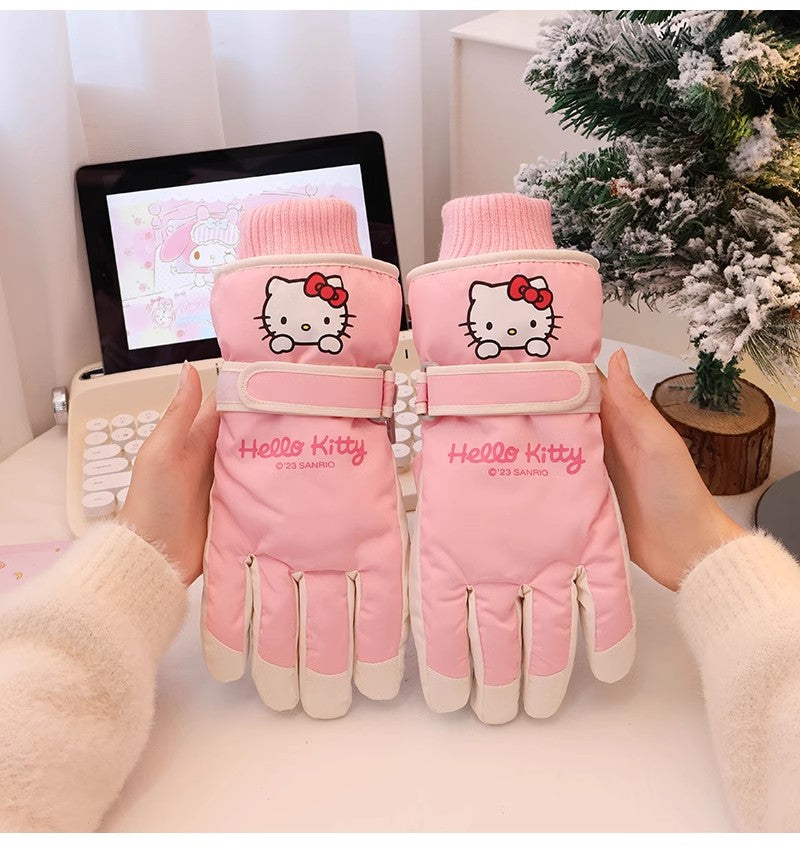 Hello Kitty Winter Snow Gloves Waterproof Ski Gloves Warm Windproof Gloves