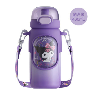Sanrio vacuum cup 460ml straw drinking with crossbody strap library gradient 316 stainless steel