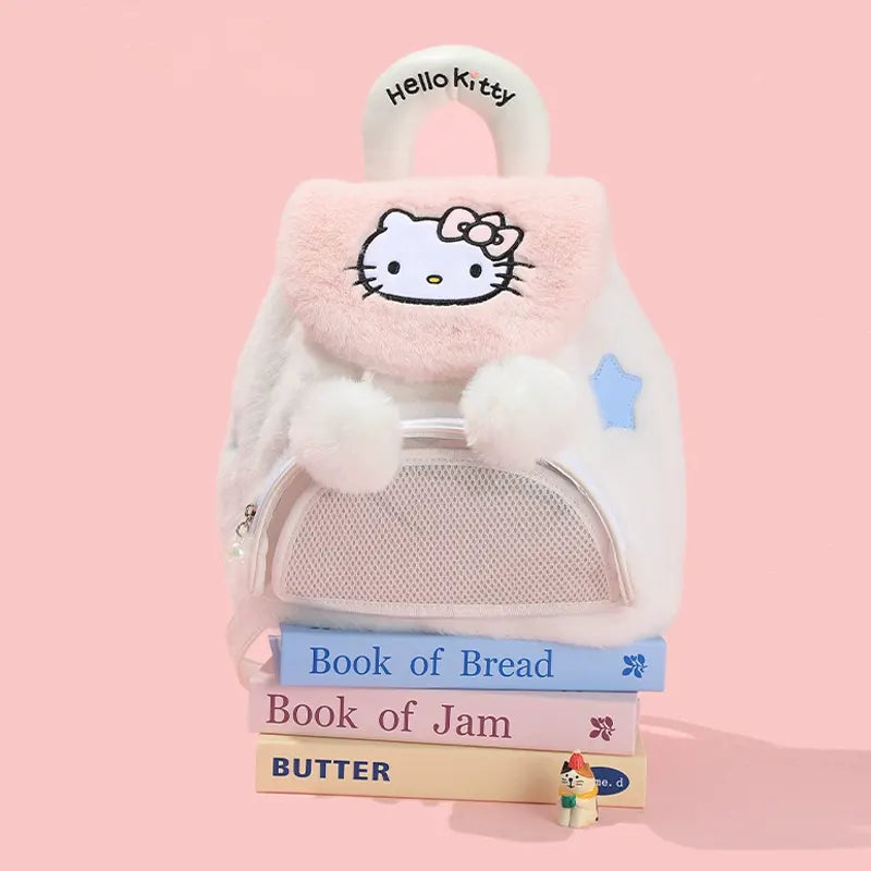 Sanrio Fluffy Backpack Women's Plush Flap Backpack