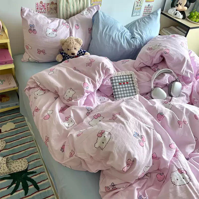 Cute Cotton Cat Bed Sheet set