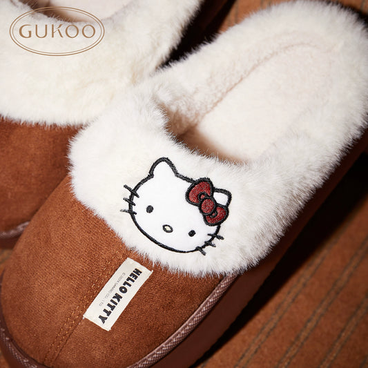 Hello Kitty Fuzzy Slippers Winter House Shoes Indoor and Outdoor