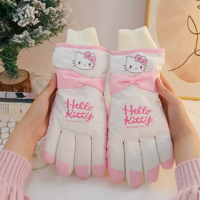 Hello Kitty Winter Snow Gloves Waterproof Ski Gloves Warm Windproof Gloves