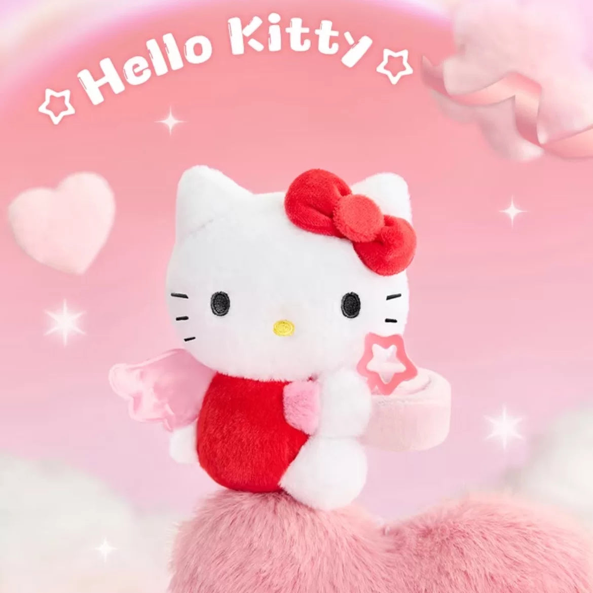 Sanrio Angel Wing Hug Wristband Plush Keychain