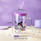 Sanrio glass cup with glass straw and lid 700ml