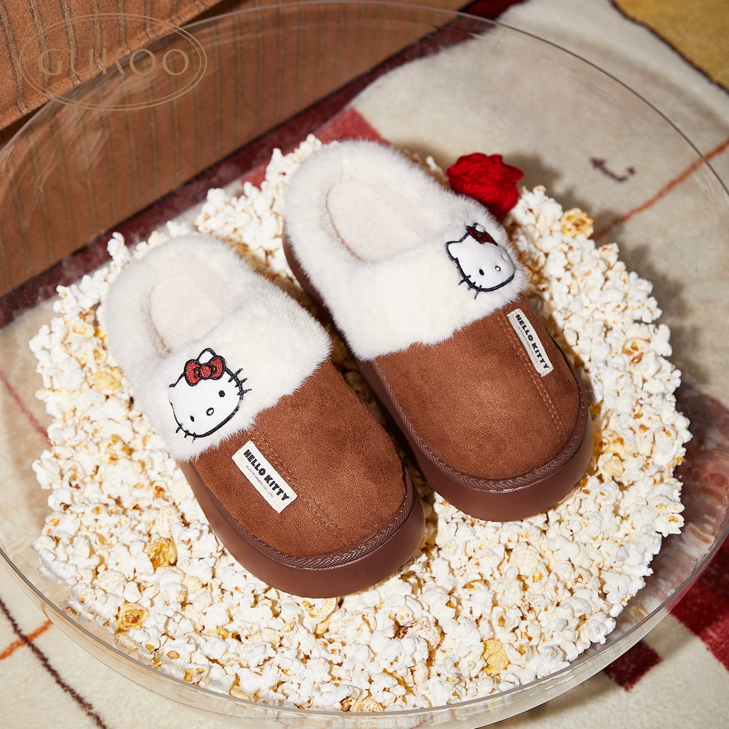 Hello Kitty Fuzzy Slippers Winter House Shoes Indoor and Outdoor