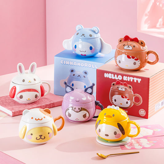 Sanrio Ceramic cup with lid 450ml