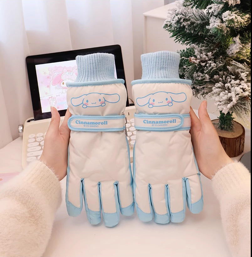 Hello Kitty Winter Snow Gloves Waterproof Ski Gloves Warm Windproof Gloves