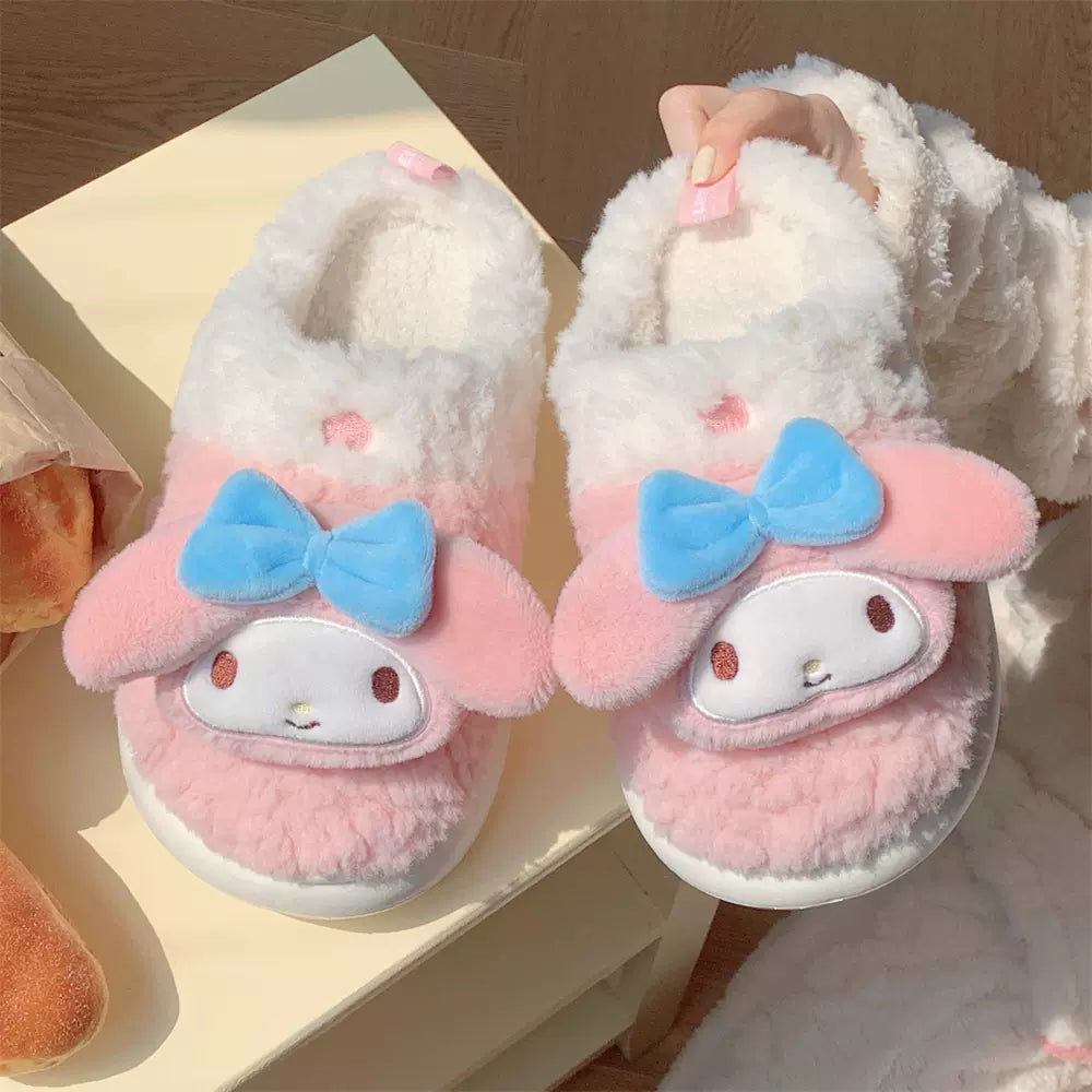 Sanrio plush fuzzy slippers home shoes – Joykawaii