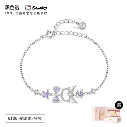 Sanrio Sterling Silver Cute Bracelet  Birthday Christmas Jewelry Gifts for Women Girls（gift box)