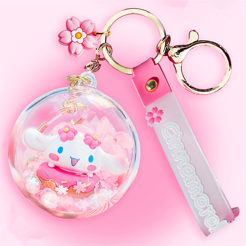 Cinnamoroll cherry blossom keychain