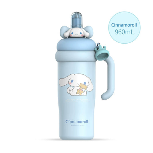 Sanrio Tumbler with Handle Stainless Steel Insulated Cup with Lid & Straw Water Bottle Cupholder