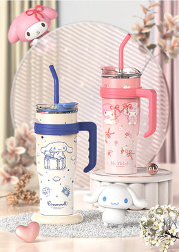 Sanrio Character Vacuum Cup with Straw Handle 1200ml – Joykawaii