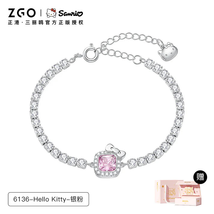 Hello Kitty Sterling Silver Cute Bracelet Birthday Christmas Jewelry Gifts for Women Girls（gift box)