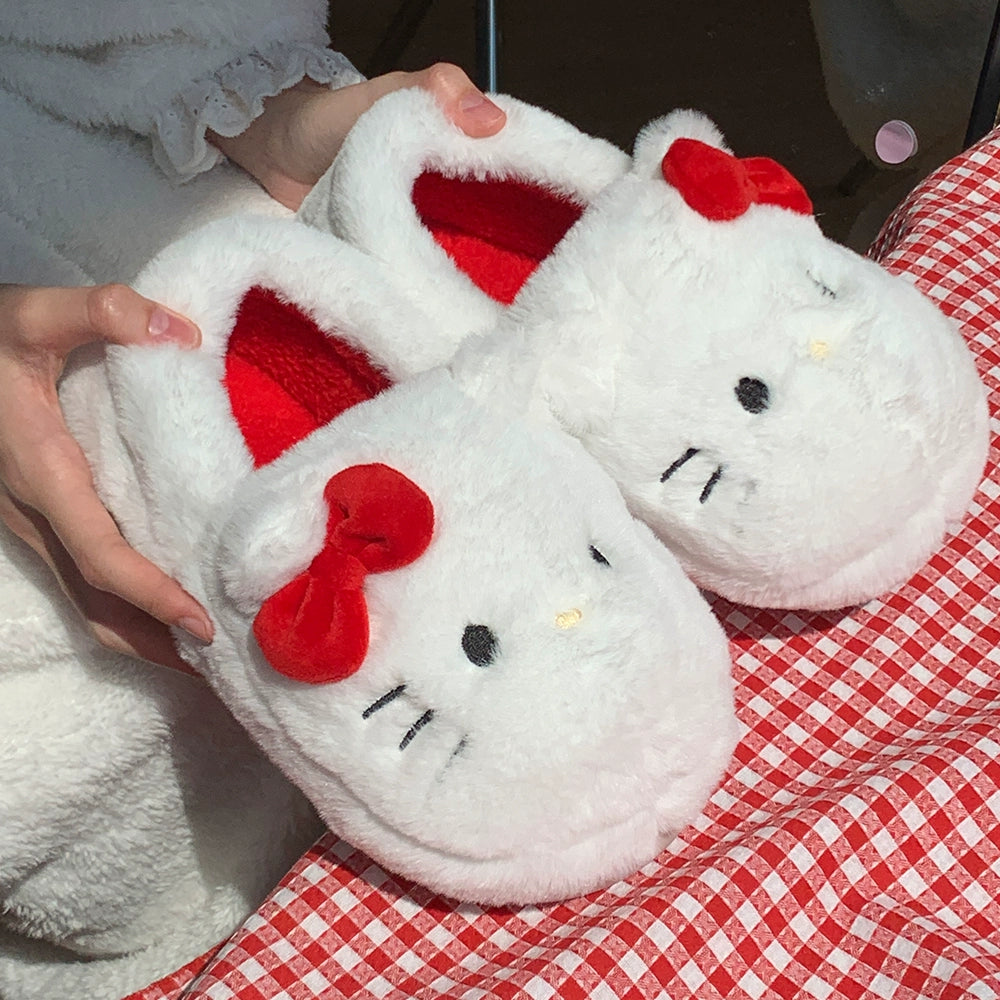 Hellokitty Fuzzy Slippers Cute  House Slippers