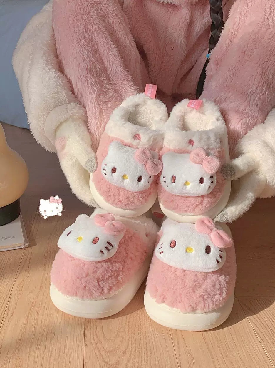 Sanrio plush fuzzy slippers home shoes – Joykawaii