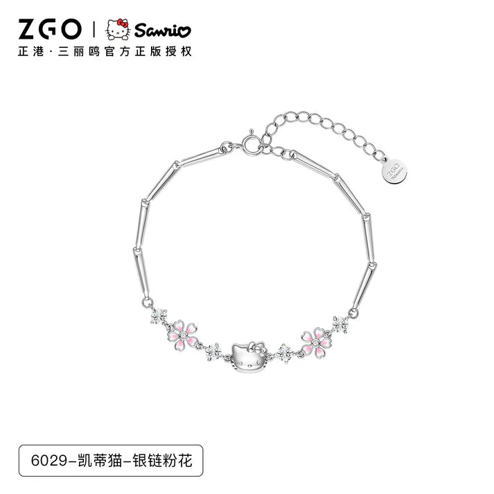 Hello Kitty Sterling Silver Cute Bracelet Birthday Christmas Jewelry Gifts for Women Girls（gift box)