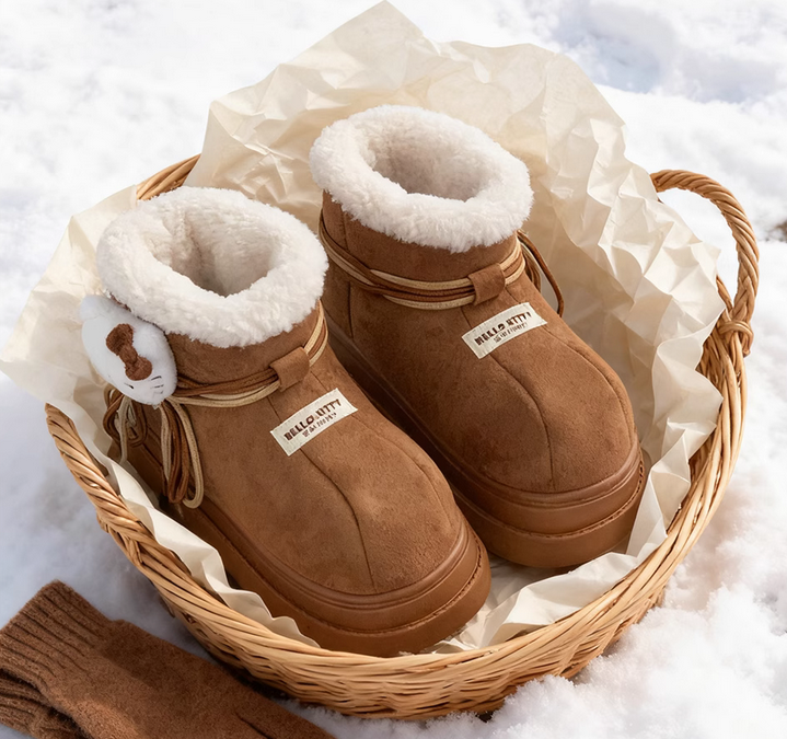 Hello Kitty Winter Snow Boots Cute Fluffy Boots Shoes
