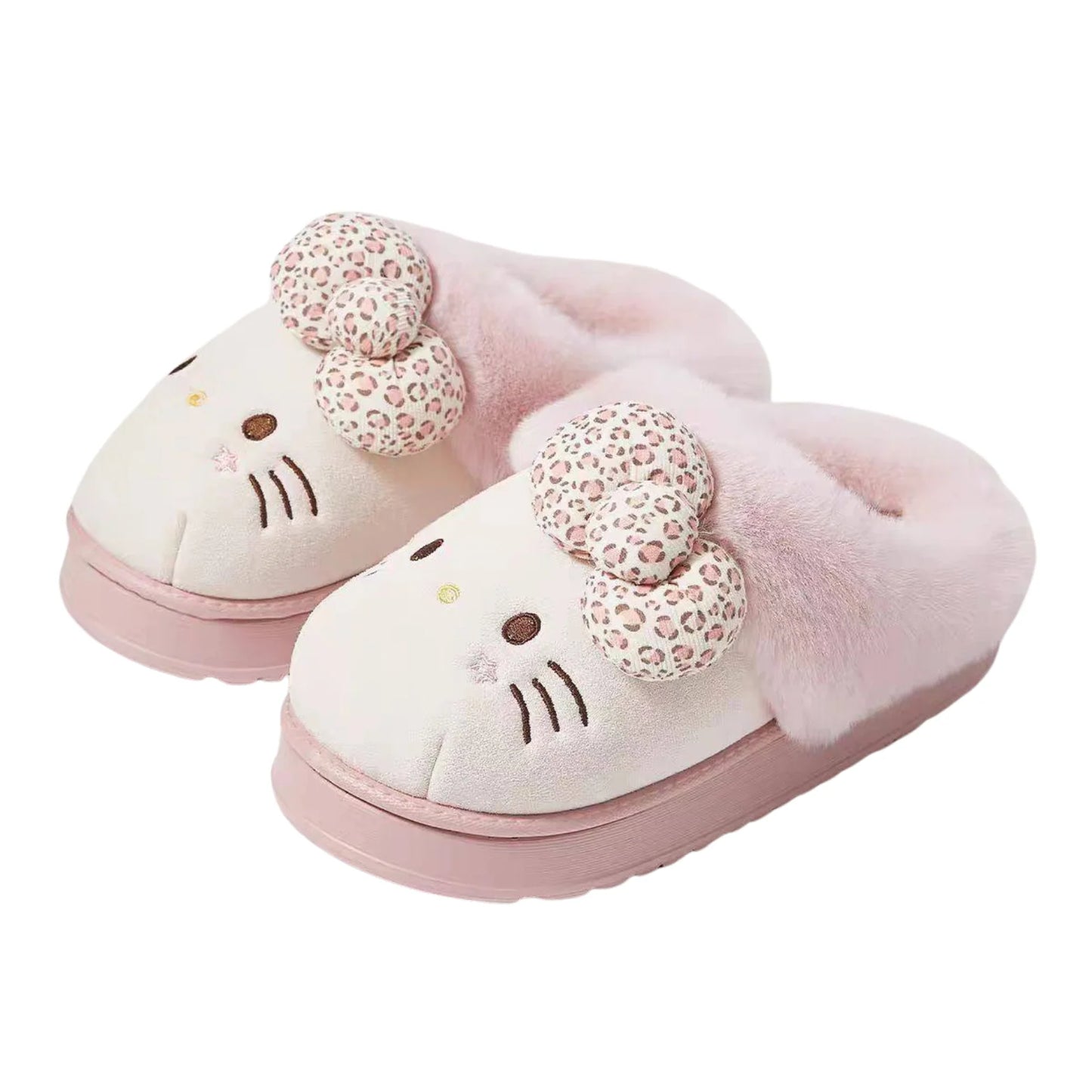 Hello Kitty Fuzzy Slippers Indoor Outdoor Cozy Slippers