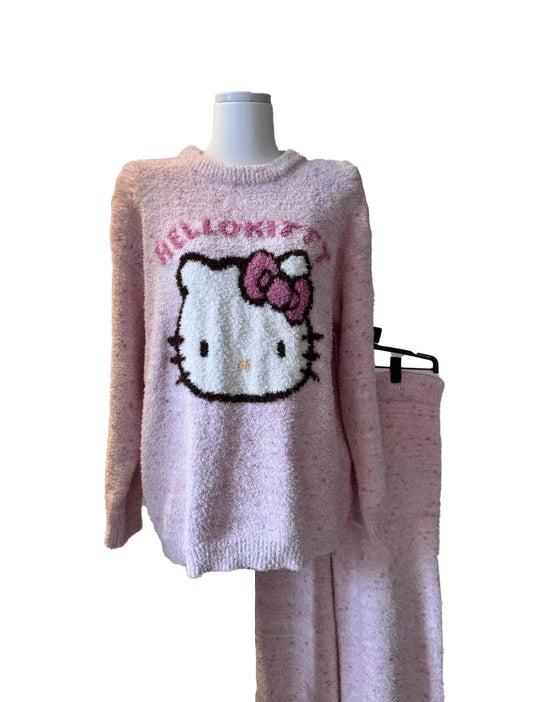 Hello Kitty  fuzzy Long Sleeve Lounge wear  Pajama Set